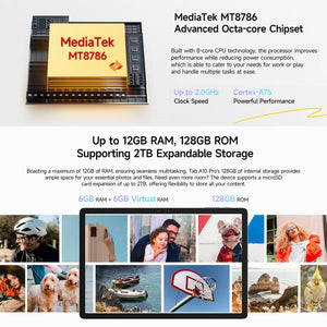 Ulefone Tab A10 Pro Tablet PC, 6GB+128GB, 11 inch Android 14 MediaTek MT8786 Octa Core 4G Network, EU Plug, Tab A10 Pro