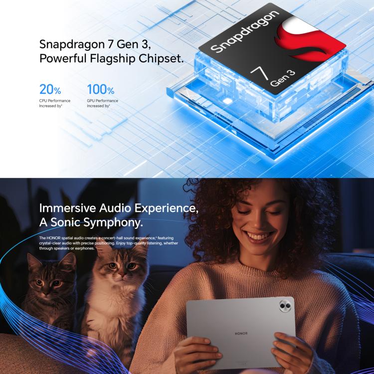 Honor Pad 10 Soft Light Screen WiFi Tablet PC, 12.1 inch 12GB+256GB MagicOS 9.0 Qualcomm Snapdragon 7 Gen3 Octa Core, 12GB+256GB Soft Light Screen