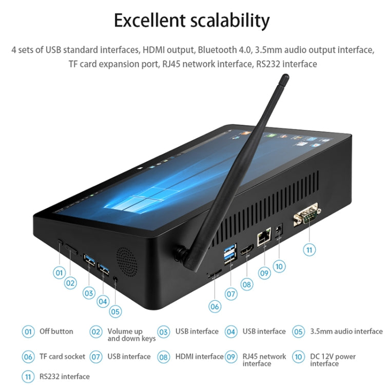 PiPo H10PRO All-in-One Mini PC, 10.1 inch, 8GB+128GB, Windows 11 Intel Alder Lake N100 Quad Core, US Plug, H10PRO 8GB+128GB