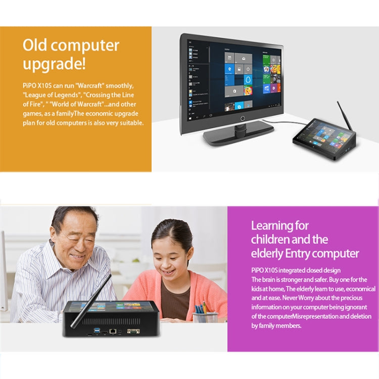 PiPo H10PRO All-in-One Mini PC, 10.1 inch, 8GB+128GB, Windows 11 Intel Alder Lake N100 Quad Core, US Plug, H10PRO 8GB+128GB
