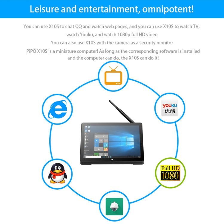 PiPo H10PRO All-in-One Mini PC, 10.1 inch, 8GB+128GB, Windows 11 Intel Alder Lake N100 Quad Core, US Plug, H10PRO 8GB+128GB