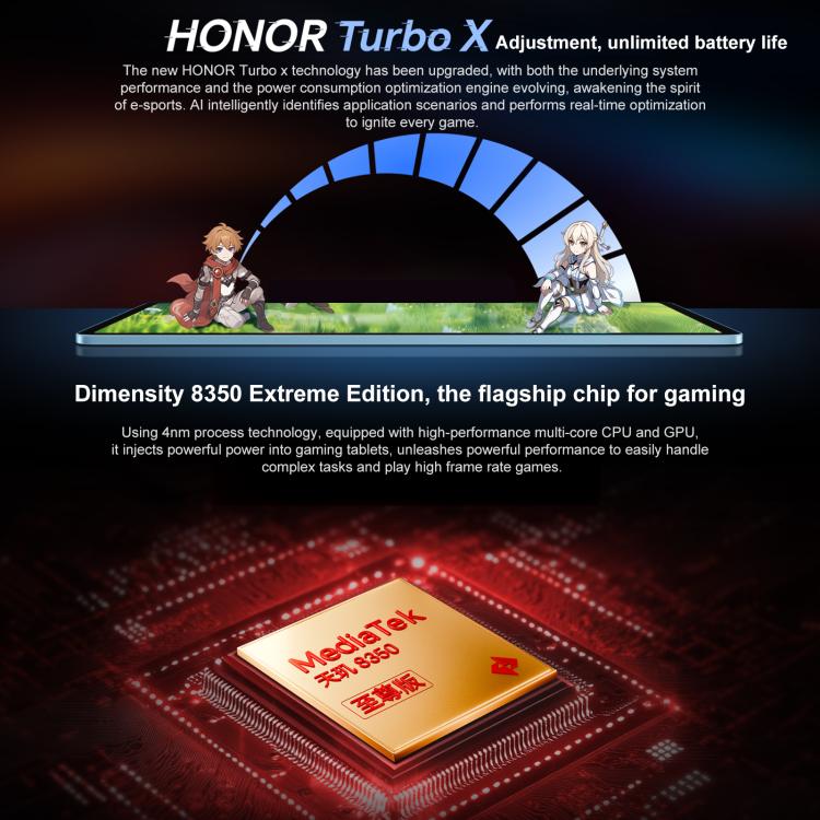 Honor Pad GT WiFi Tablet PC, 11.5 inch 12GB+512GB MagicOS 9.0 Dimensity 8350 Ultra Octa Core, 12GB+512GB