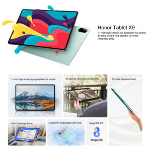 Honor Pad X9 WiFi Tablet PC, 11 inch 8GB+128GB MagicOS 8.0 Qualcomm Snapdragon 680 Octa Core