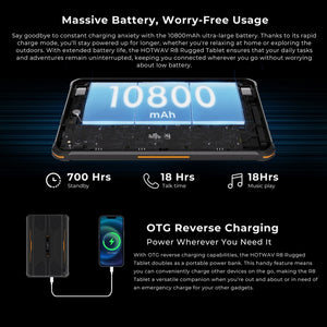 HOTWAV Tab R8 IP68/IP69K Rugged Tablet, 4GB+128GB, 10.1 inch Android 14 Unisoc T606 Octa Core 4G Network, Global Version with Google Play, EU Plug, Tab R8