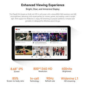ALLDOCUBE iPlay 60 mini 4G LTE Tablet PC, 4GB+128GB, 8.68 inch Android 14 Unisoc T606 Octa Core Support Dual SIM