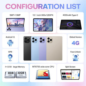 Pad 8 Pro 10.1 inch 4G LTE Tablet PC Combo Set, 4GB+32GB, Android 10 MT6755 Octa Core, with Keyboard / Mouse / Leather Case, EU Plug, EU Plug