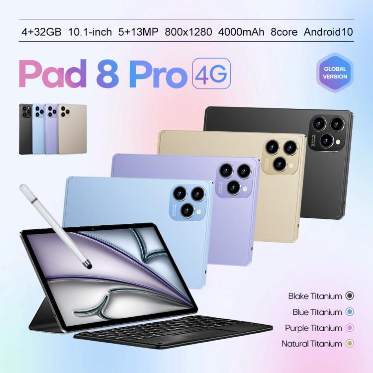 Pad 8 Pro 10.1 inch 4G LTE Tablet PC Combo Set, 4GB+32GB, Android 10 MT6755 Octa Core, with Keyboard / Mouse / Leather Case, AU Plug, AU Plug