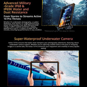 Blackview Active 10 Pro 5G Rugged Tablet, 12GB+512GB, 10.95 inch Android 14 Dimensity 7300 Octa Core, Global Version with Google Play, 12GB+512GB